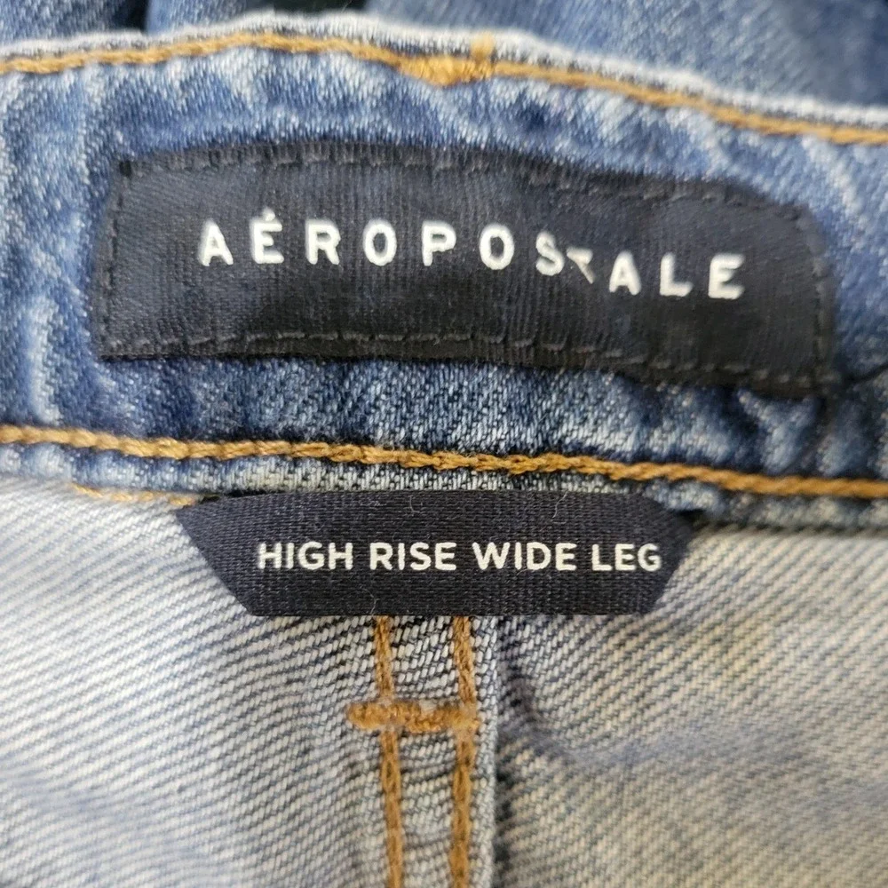 Aeropostale High Rise Wide Leg Jeans Medium Wash Blue‎ Denim Size 12 RN154379